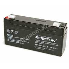 Свинцово-кислотный герметичный   аккумулятор  6V 3.3Ah Robiton VRLA6-3,3, 134х35х61мм