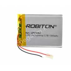 Аккумулятор ROBITON LP414661 3,8х46x61мм 3,7В 1300мАч с защитной платой и универсальными контактными выводами.