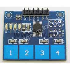 Сенсорная емкостная  клавиатура на 4 независимых кнопки, на базе микросхемы: TTP224N-BSB
